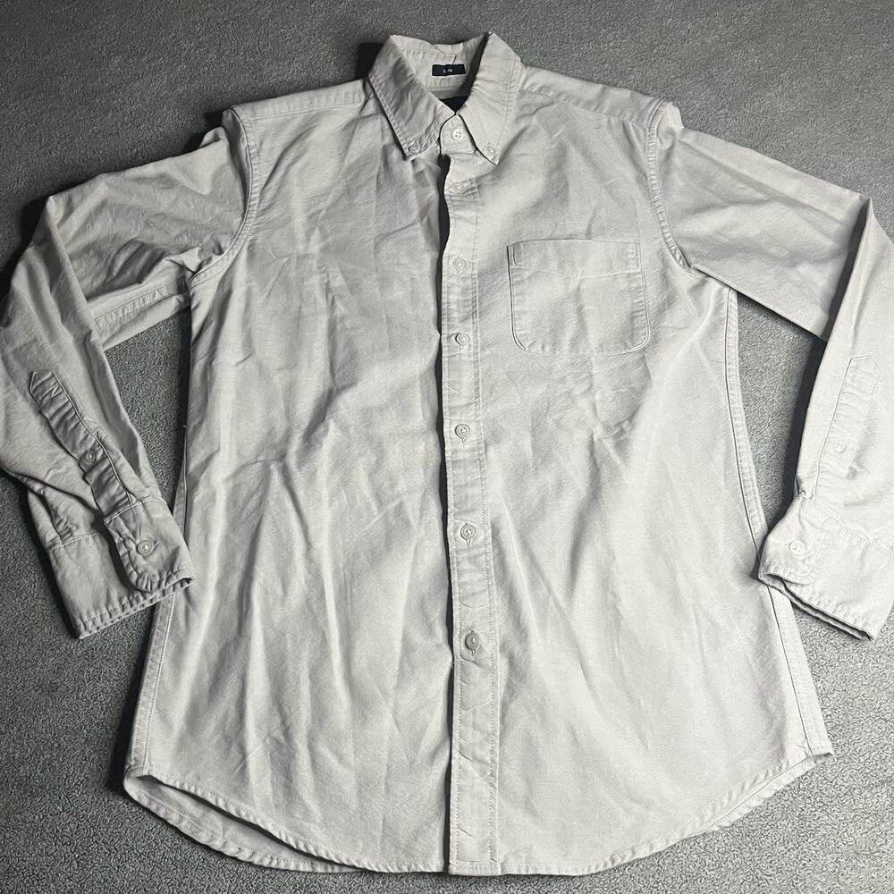 J.Crew Men's Flex Oxford Shirt Slim Fit S Light Gray Long Sleeve Button Down